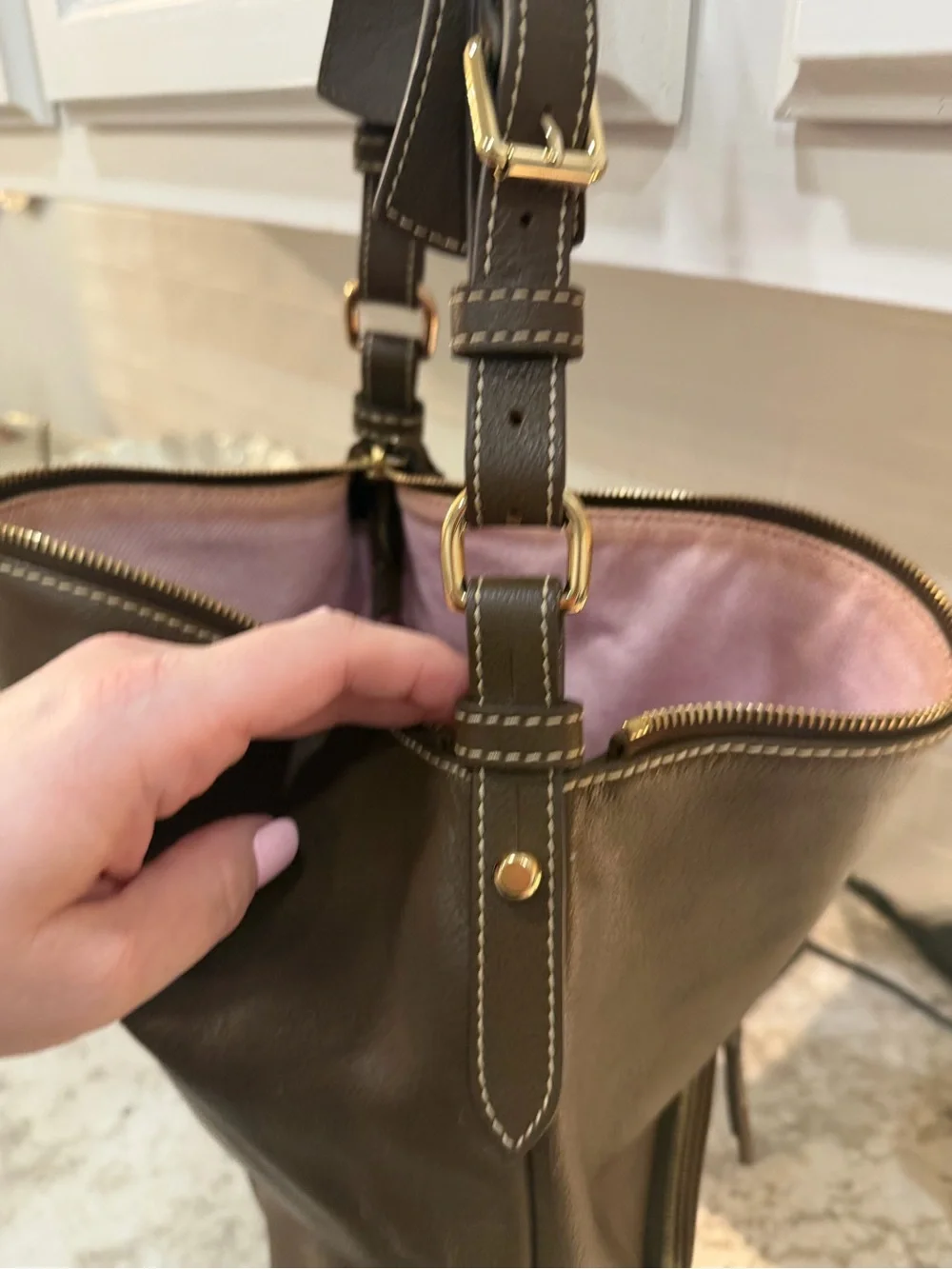 Dooney & Bourke dillen hobo bag Brown Pebbled Leather